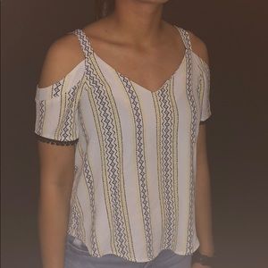 Cold shoulder v neck blouse
